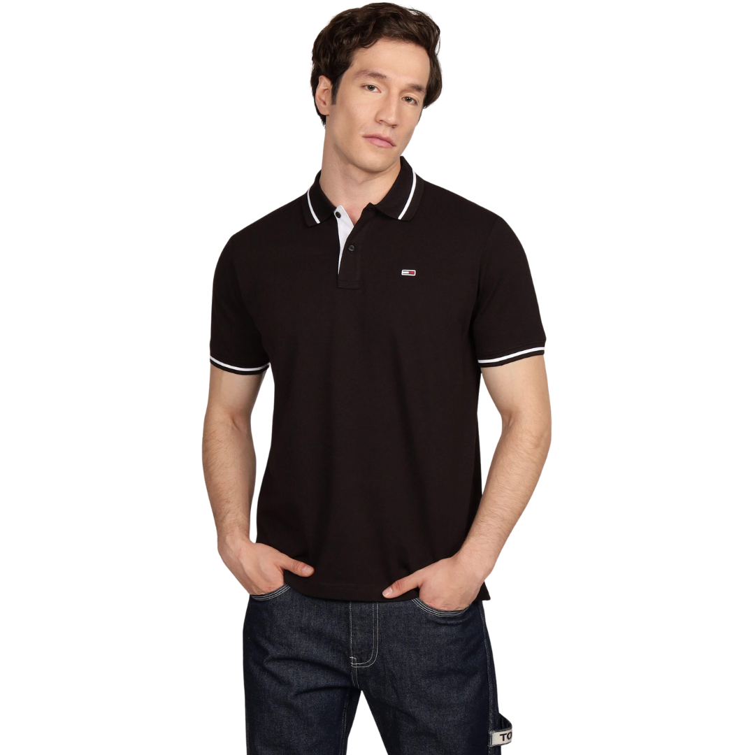 Tjm Reg Tipped Polo Ss Adults Male Polo Shirt Black