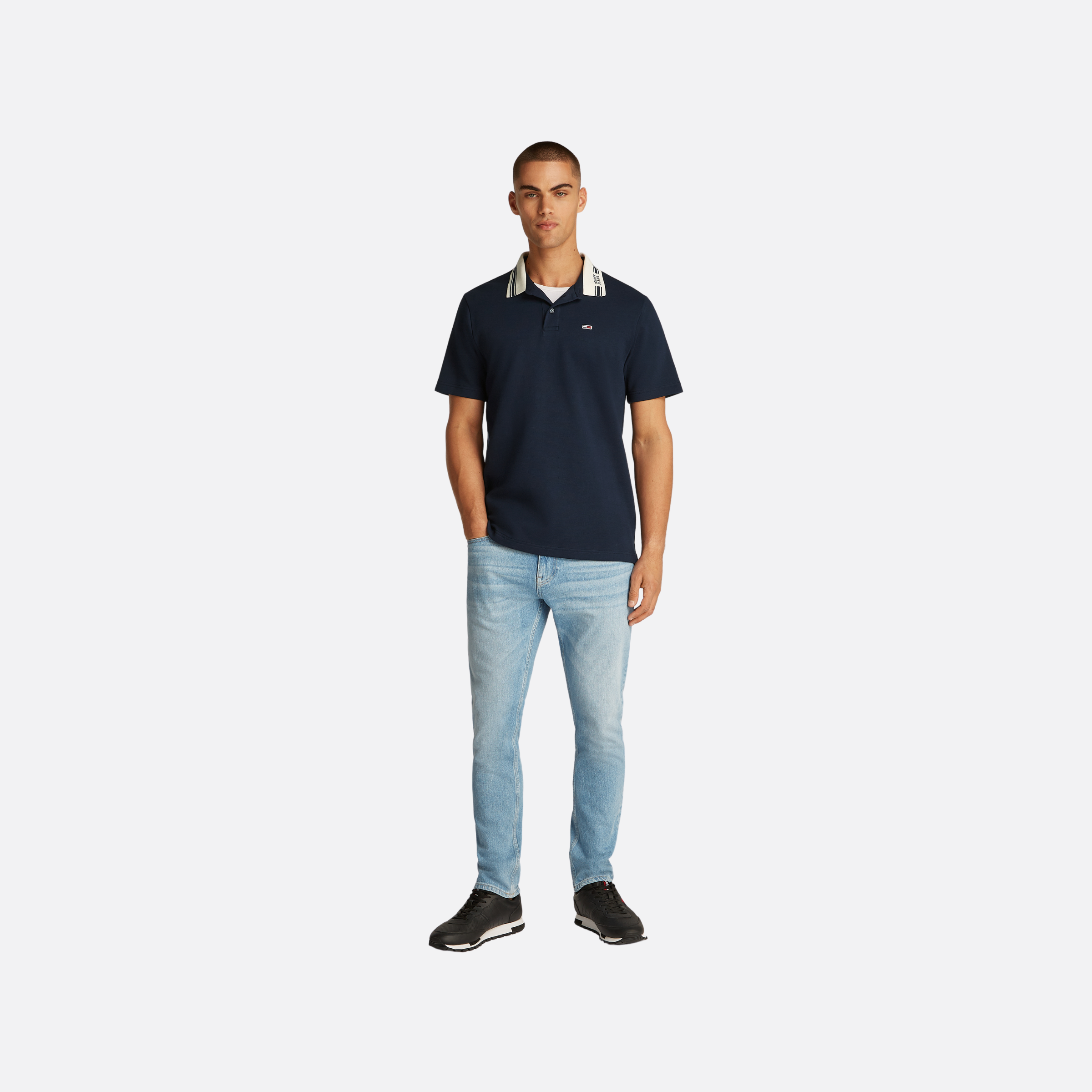 Tjm Tipped Logo Polo Ss Ext Adults Male Polo Shirt Blue