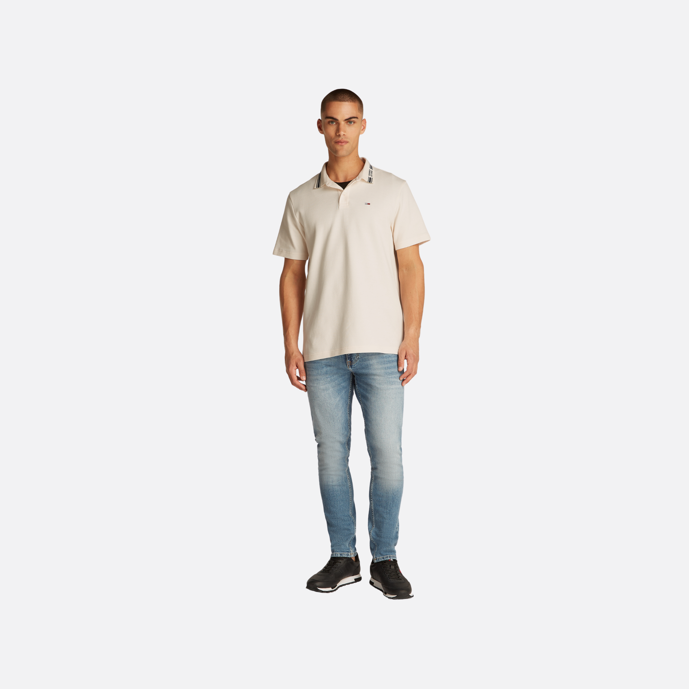 Tjm Tipped Logo Polo Ss Ext Adults Male Polo Shirt White